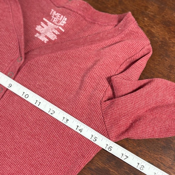 Womens Y2K Red Thermal‎ Henley Top Small Bella Elena Fitted Long Sleeve Preppy - Picture 6 of 9